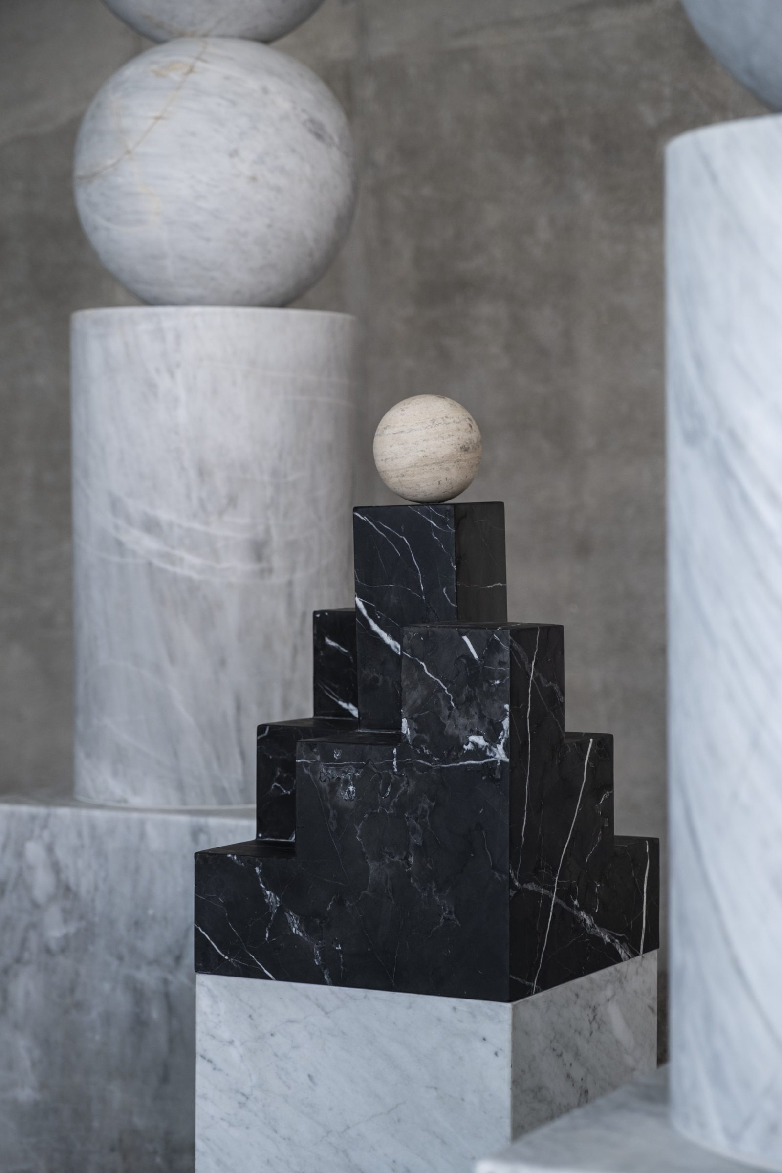 Doors of Perception, art by Pilar Zeta, marble, stainless steel and brass, Mexico City, 2023